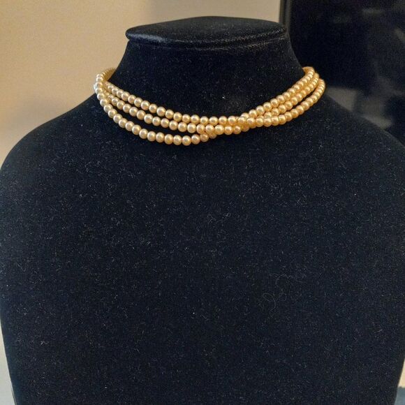 Pearl Three Strand Faux Necklace - Picture 1 of 5